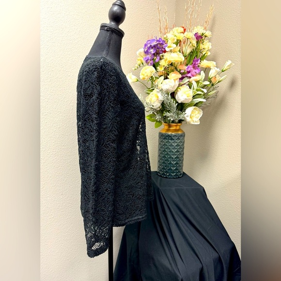 Croft & Barrow Black Lace Blouse with Long Sleeves - Picture 2 of 5